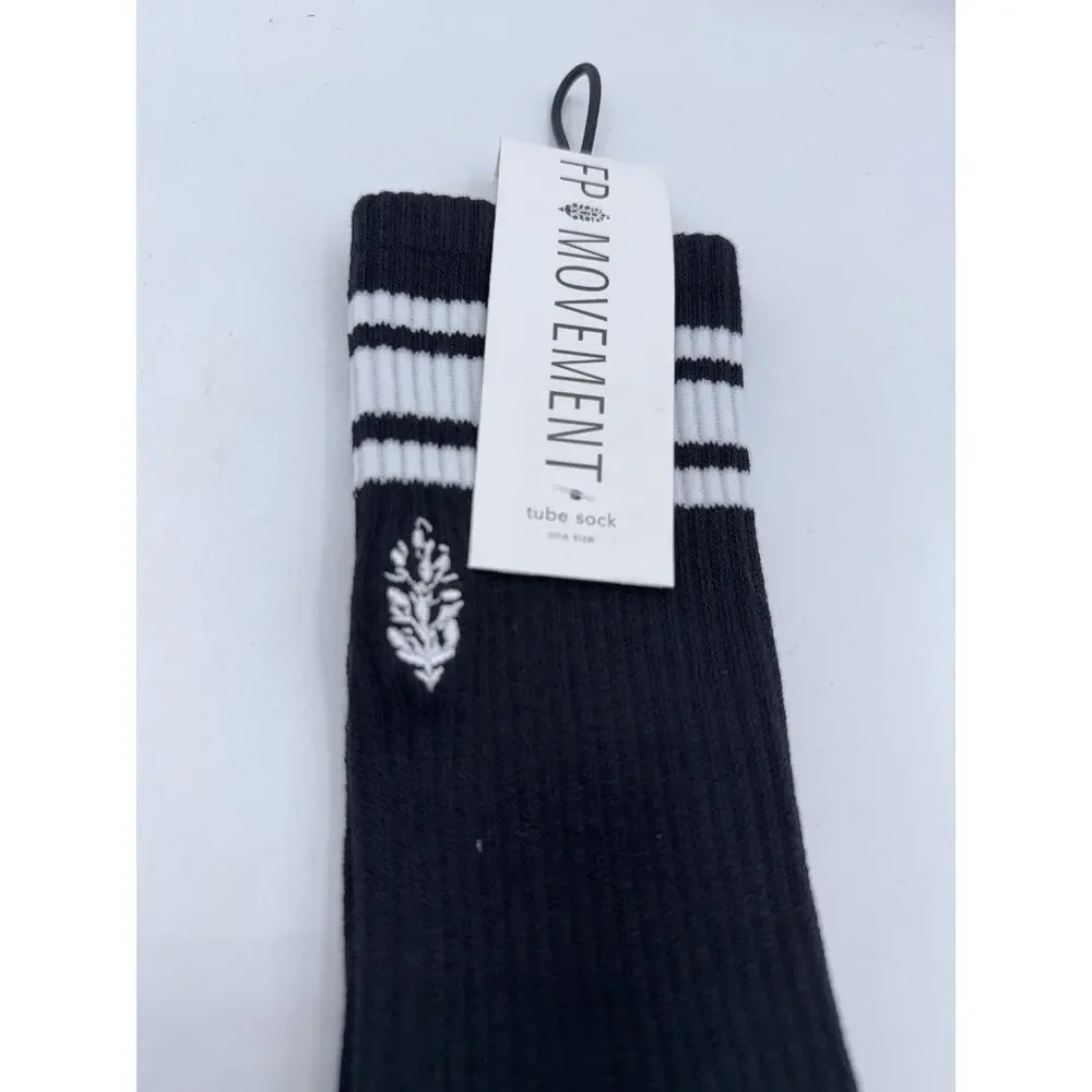 NEW Free People Movement Logo Stripe Tube Socks Black FP Movement Lucky Honey